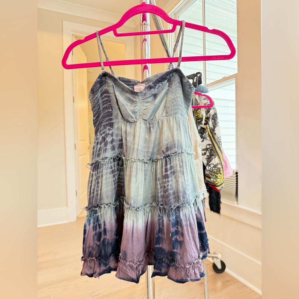Free People Blue and Purple Tiered Camisole